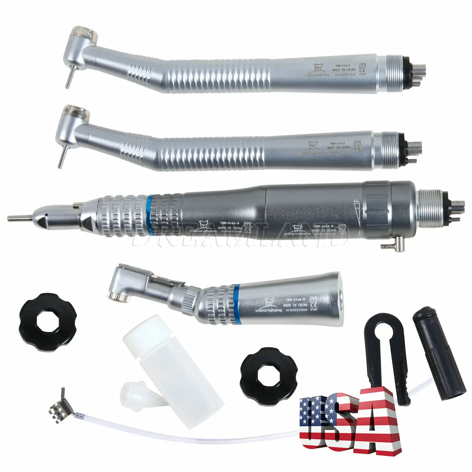 NSK Style Dental Pana Max Fast High & Low Speed Handpiece Straight Contra Angle Air Motor Kit 4 Hole