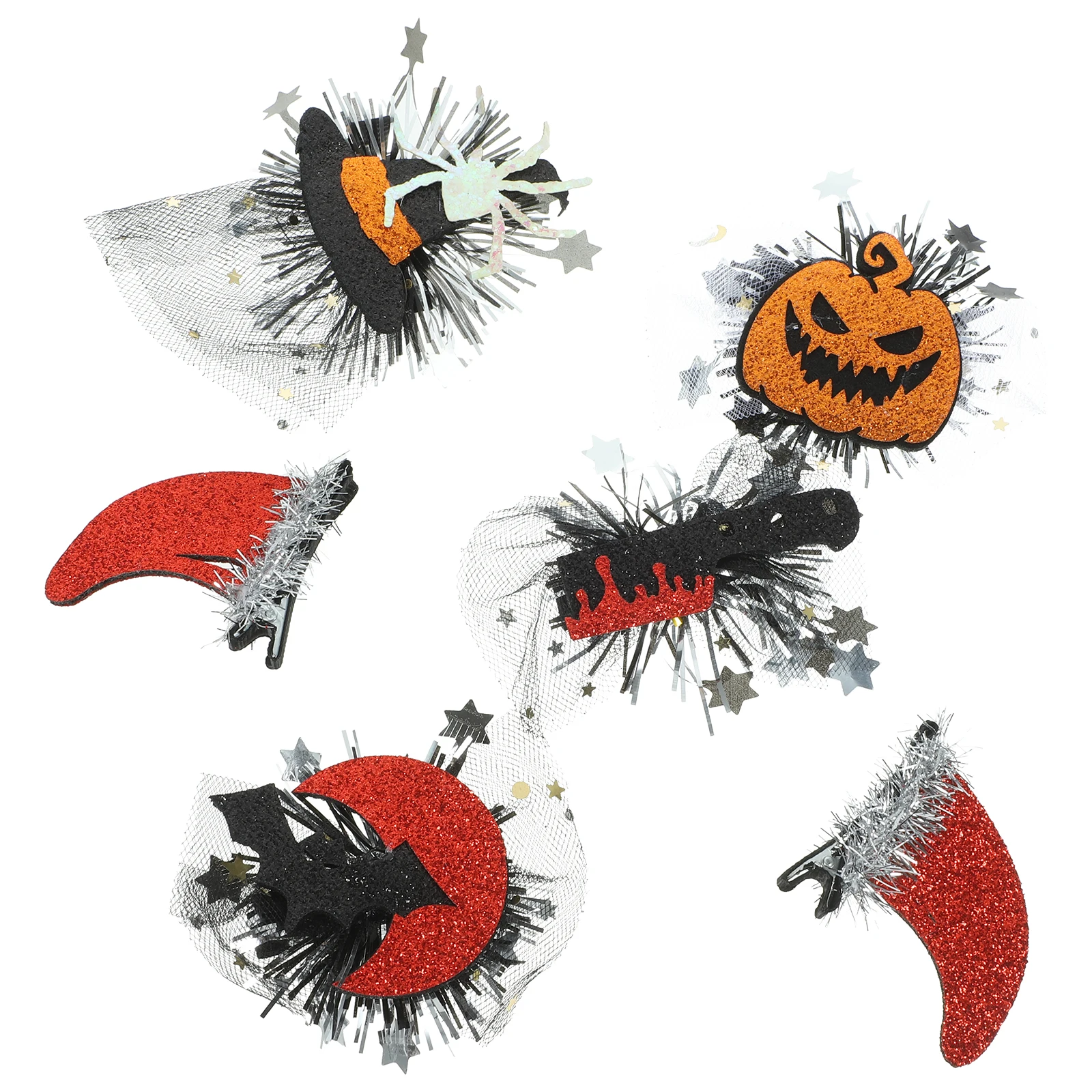 

6 Pcs Hair Clips Halloween Accessories Spider Pumpkin Net Decorations Kids Party Women Teens Goth Cosplay Hair Accessories