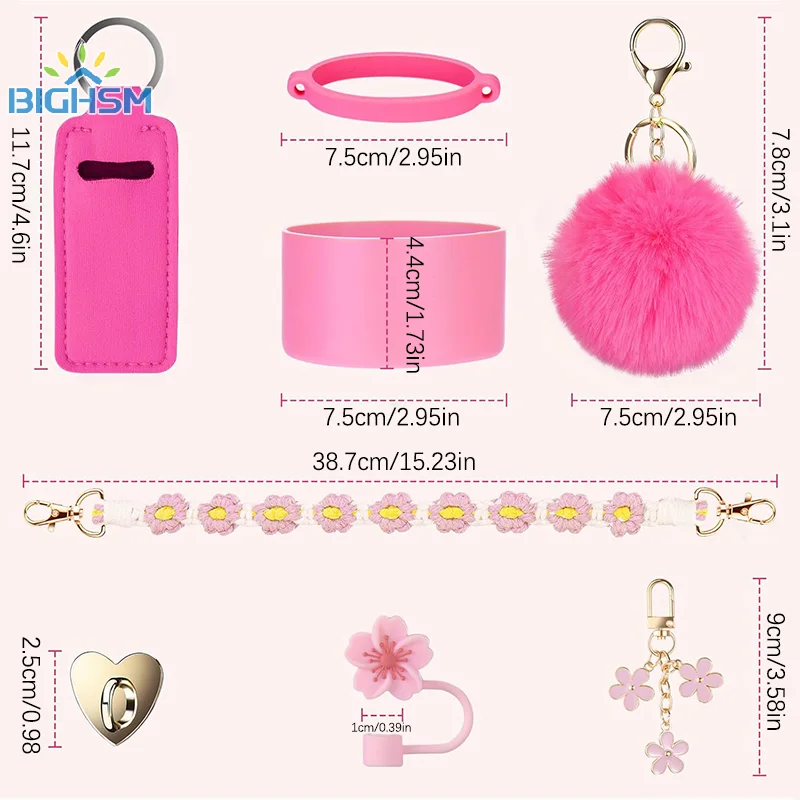 Accesorios para tazas, juego incluye correa para asa de botella de agua, botas de siliocne, funda para lápiz labial, funda con tapa de paja para Stanley, 8 Uds.