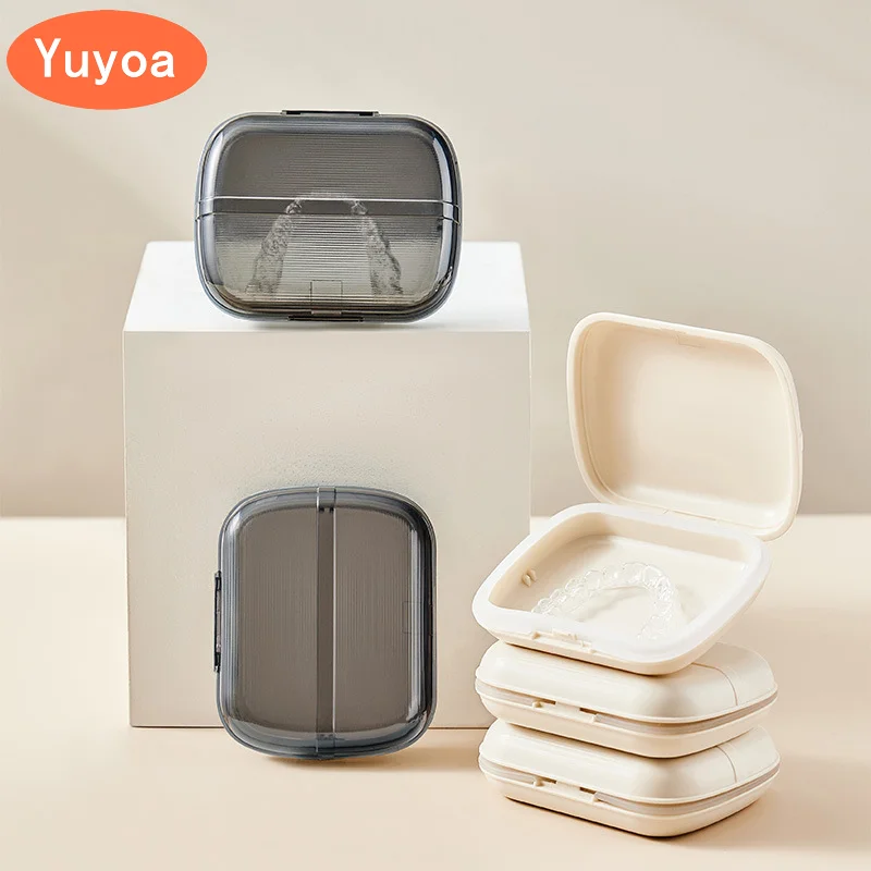 

10pcs Portable Orthodontic Retainer Braces Storage Box False Teeth Cases Denture Box Bath Cleaning Case