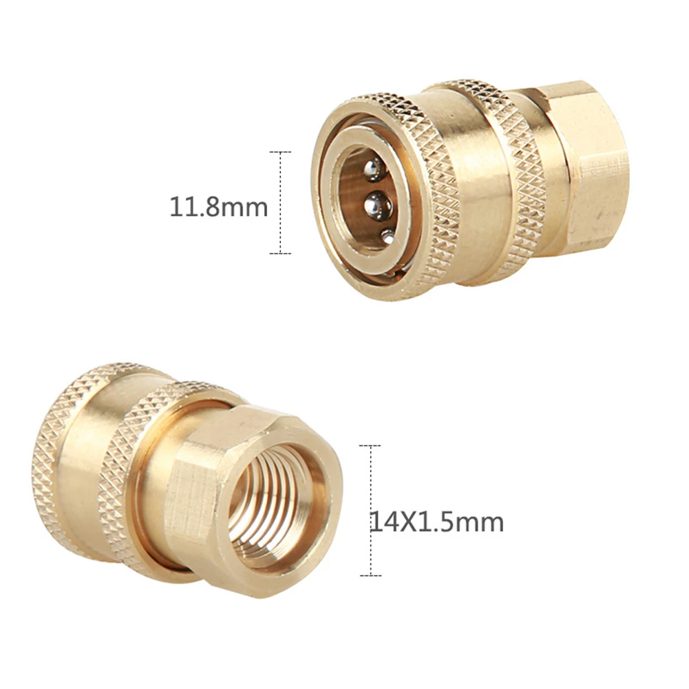 1-5Pairs High Pressure Washer Quick Connect Fittings M14x1.5mm Brass Connector for Snow Foam Pot Lance Spray Nozzle Adapter