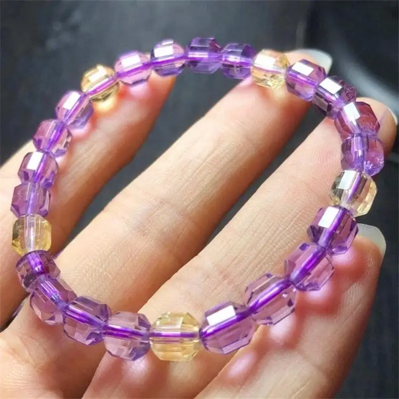 Natural Ametrine Bucket Bracelet Fashion Women Healing Jewelry Gemstone Reiki Energy Stone Holiday Gift 1pcs 6.5cm