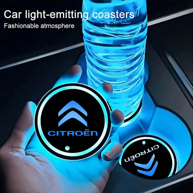 7 cores led suporte de copo do carro luz luminosa coaster almofada copo água para citroen c3 c4 x7 xsara picasso crosser C-ELYSEE jumpy nemo