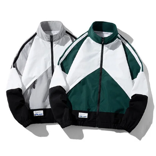 

Autumn Man Jacket Contrast Color Stand Collar Zipper Men Coat Long Sleeve Oversize Daily Versatile Sport Male Sport Outerwear