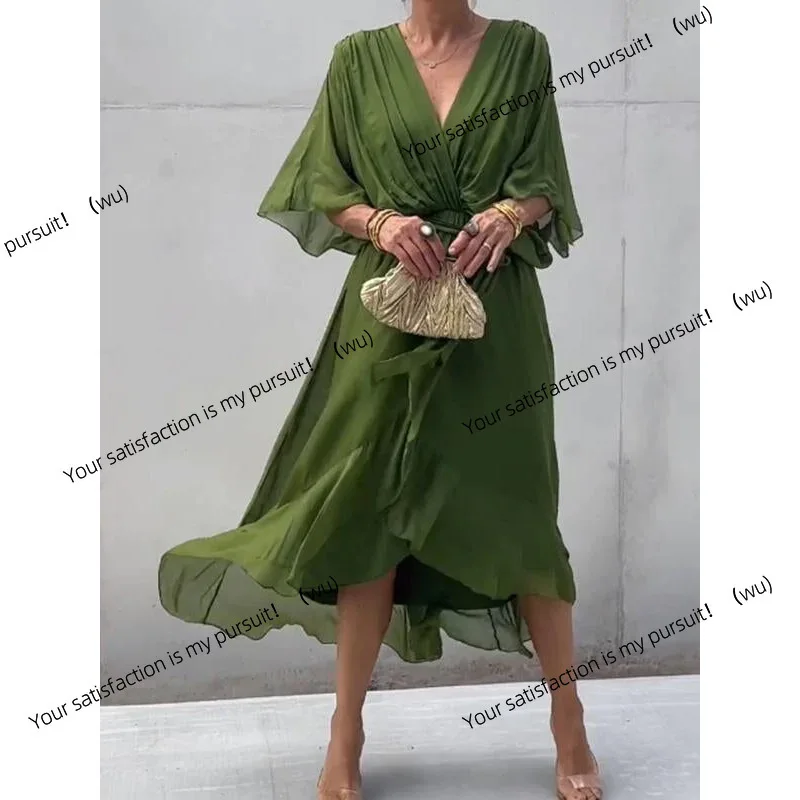 

Однотонное длинное платье на шнуровке с рукавами «летучая мышь», платье нестандартной формы, большой размер