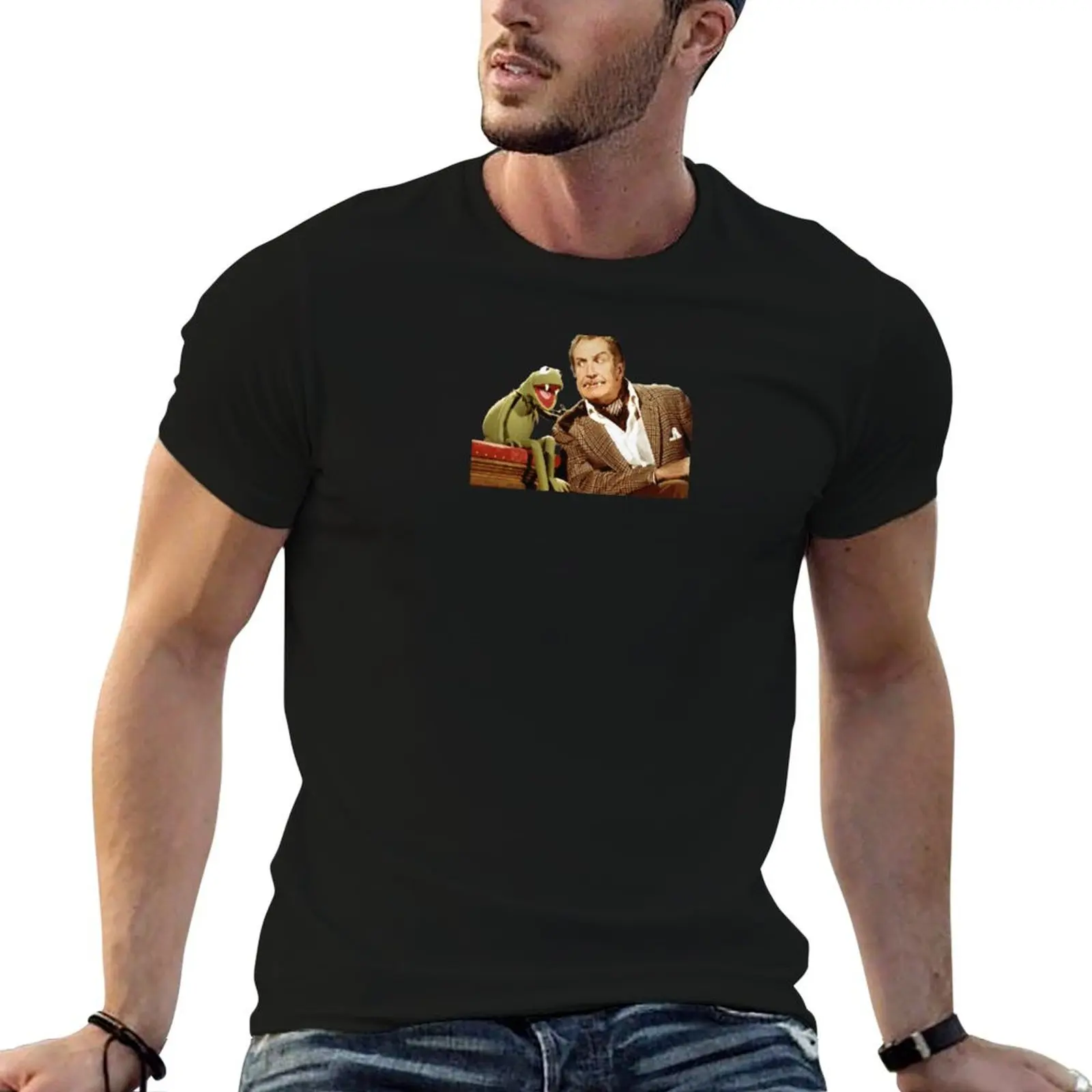 Vincent Price & Kermit T-Shirt Trendy Print Short Sleeve T-Shirt