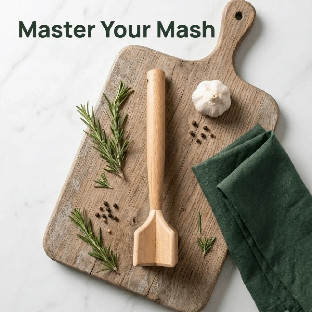 

Multi-Use Wooden Ground Beef Masher Durable Portable Meat Separator Natural Wood Eco-friendly Non-Scratch Meat Grinder Cooking