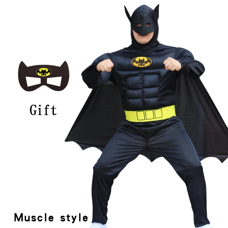 فستان مناسبات الحفلات للبالغين من B a t man مع قناع عباءة مكون من 3 قطع لعرض الشكل