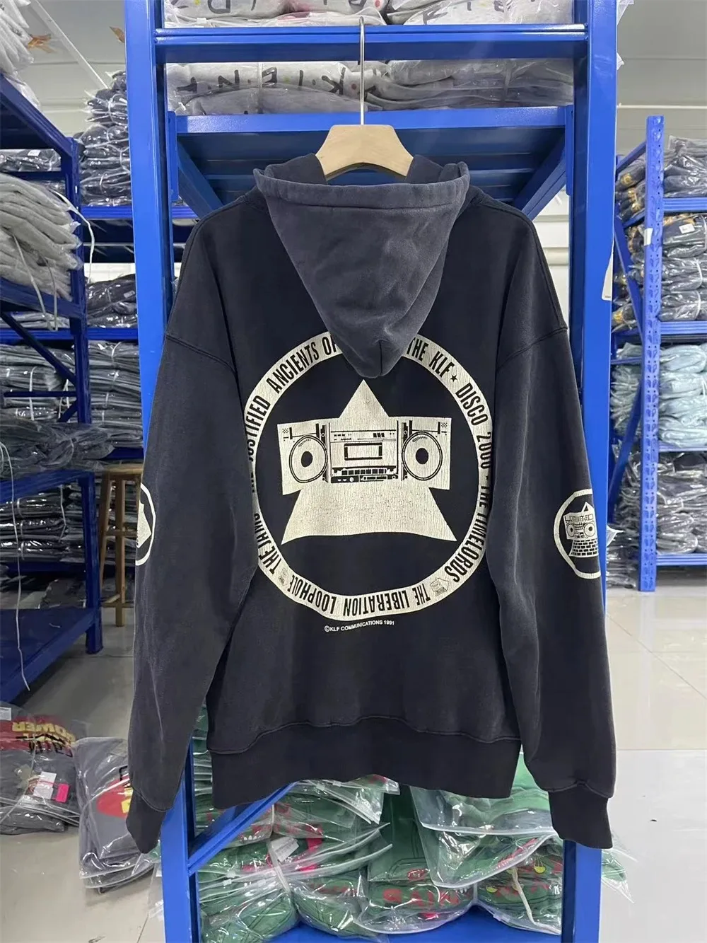 غسلها الأسود سانت KLF معرض محدود هوديي الرجال النساء الأسود الكلاسيكية العارض طباعة بلوزات مقنعين السترة #2