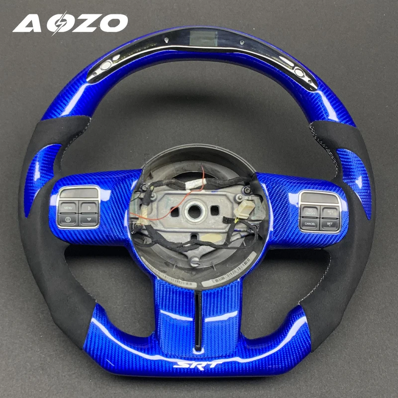 Jeep Wrangler JK JL SRT Customized Blue Carbon Fiber Steering Wheel 2011 2012 2013 2014 2016 2017 LED display screen