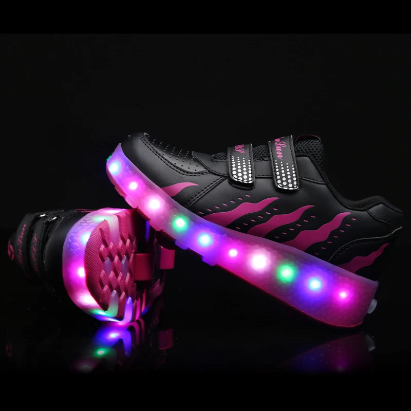 

Осенние детские крутые роликовые кроссовки: выдвижные коньки с 4 колесами без завязок — студенческие туфли на колесиках для мальчиков