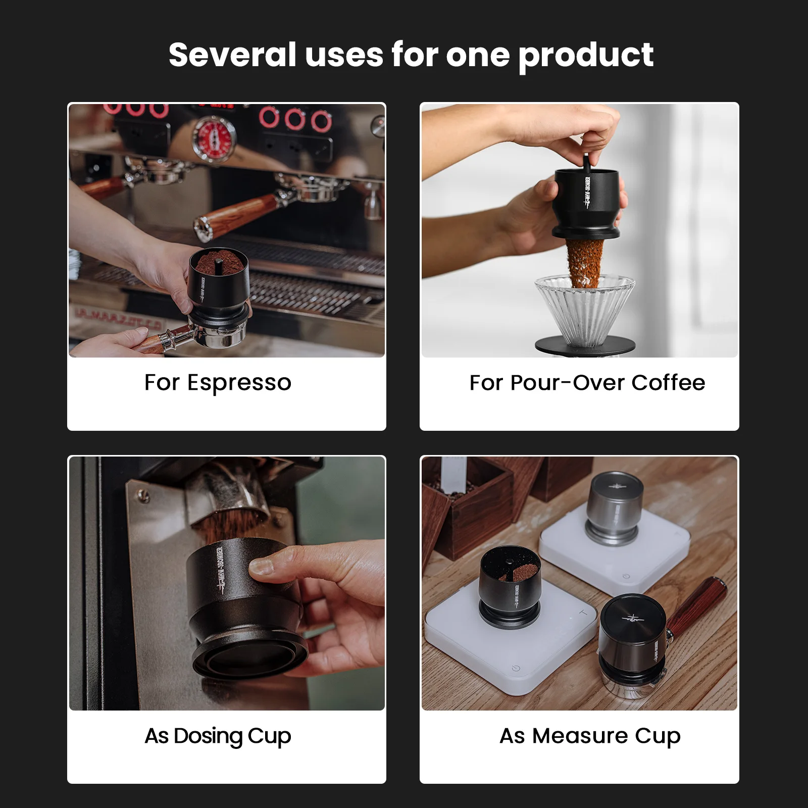 MHW-3BOMBER Blind Shaker Espresso Dosing Funnel With Stirrer Coffee Dosing Cup Portafilters Coffee Grinder Barista Accessories