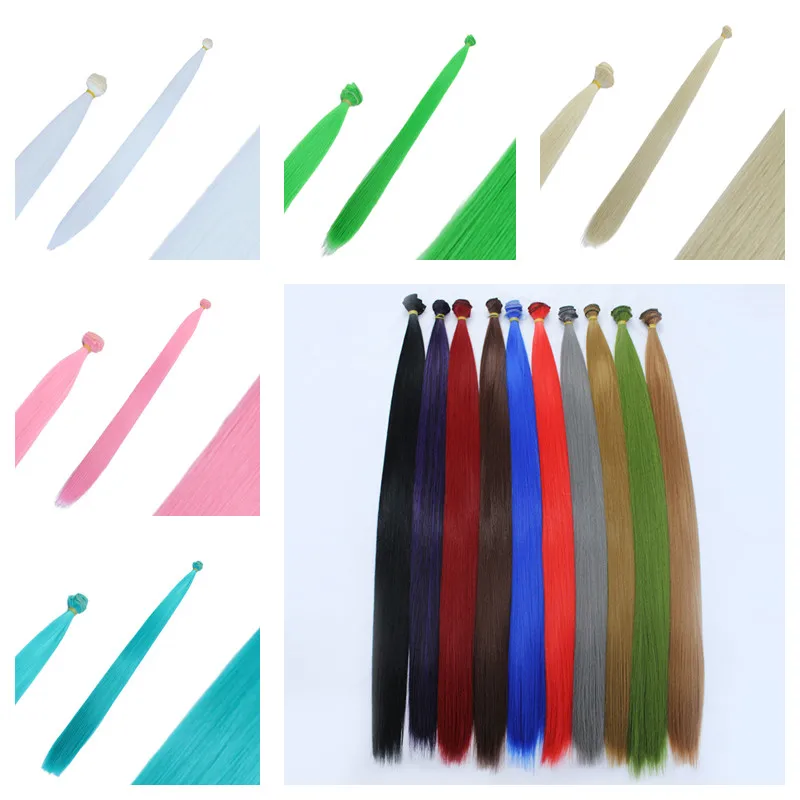 

Many Colors 60cm Cosplay Wig Accessories Straight Hair Bundle High Temperature Silk DIY Cos Wigs Long Black Hair Extensions