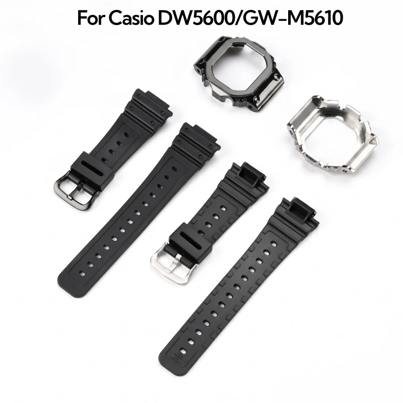 Replacement Mod Parts Stainless Steel Bezel Housing & TPU Band For Casio G‑SHOCK DW5600 GW‑M5610  Mod Accessories With Tools