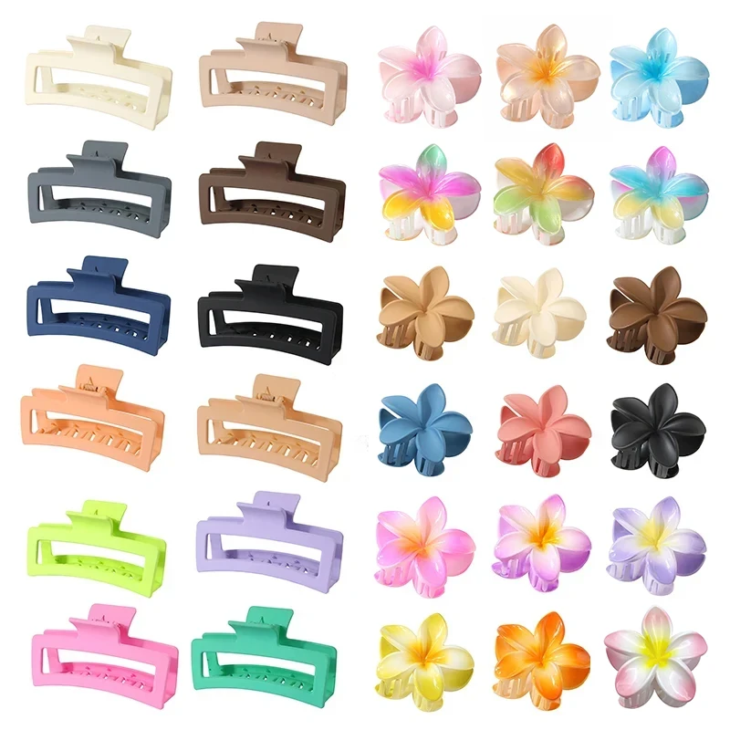 

Fashionable And Beautiful Large Size 8CM Plumeria Flower 13CM Square Matte Shark Clip Hairpin Headdress Hair Accessories