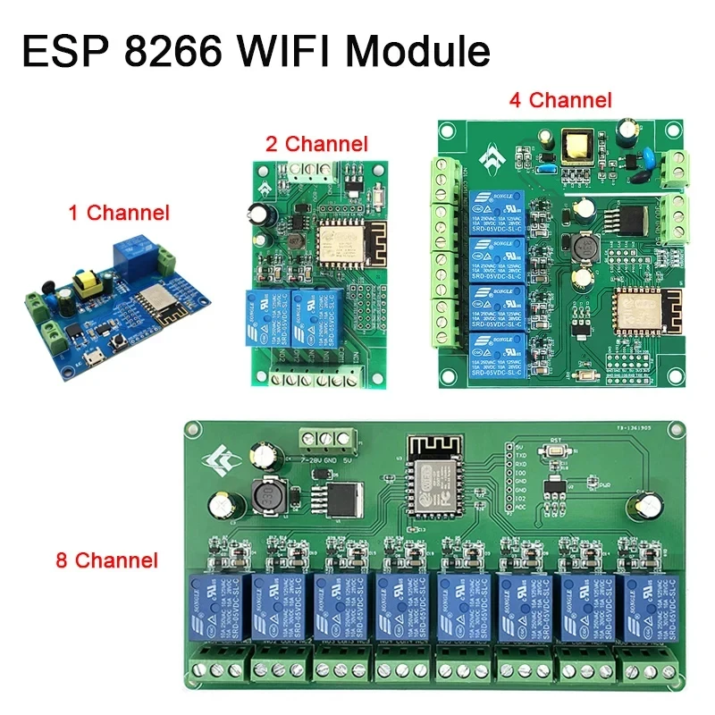 

ESP8266 Wireless WIFI Arduin Tasmota Relay Module 1 2 4 8 Channel ESP-12F Development Board 5V 12V 24V 32V AC 110V 220V