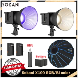Sokani X100 RGB Bi-color LED Video Light Kit 100W APP Control Bowens Mount for Photography Video Recording Outdoor Shooting