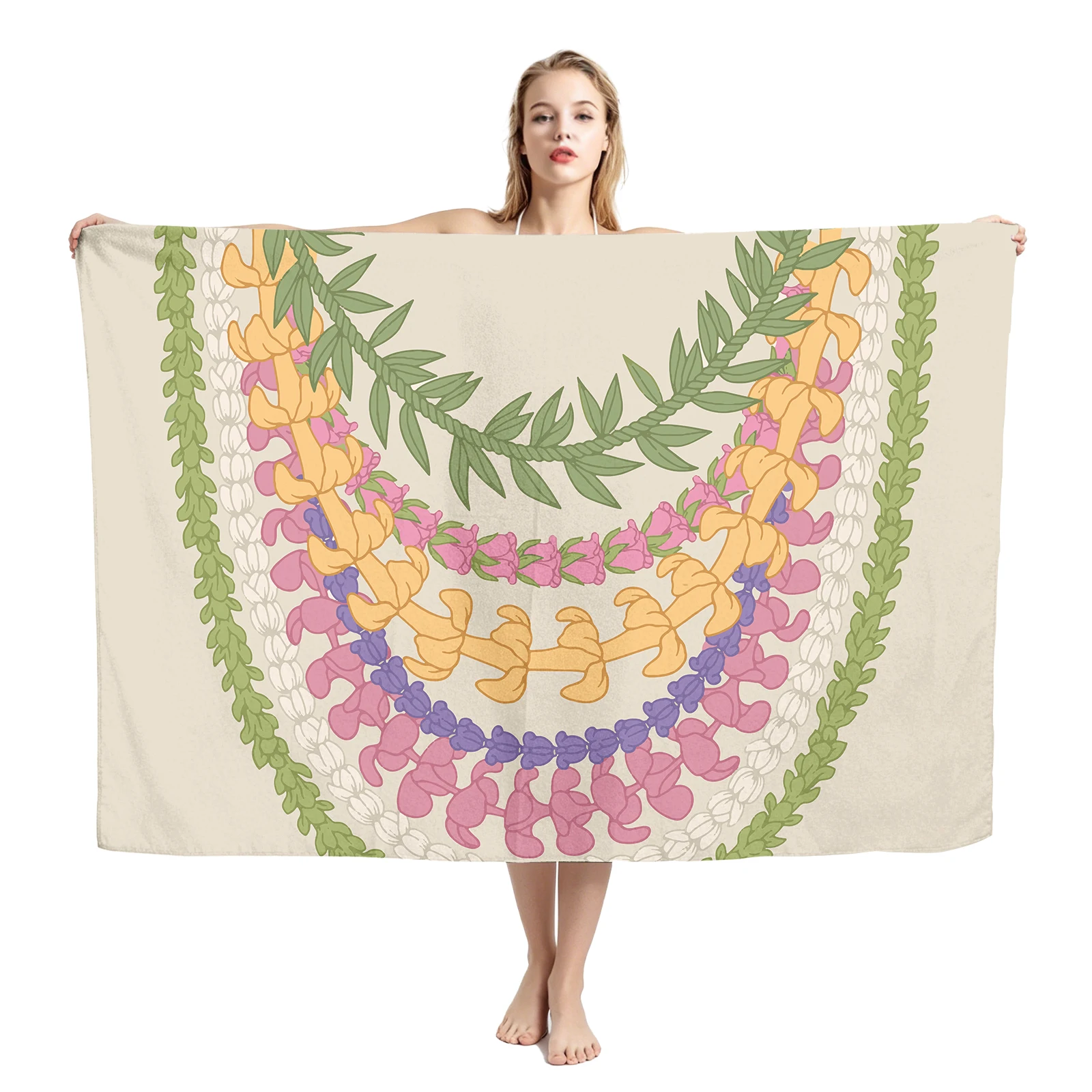 Beach Holiday Party Lavalava Portable Custom Pattern Flowers Ie Faitaga HD Printing Hawaiian Classic Pua Kenikeni Print Sarongs