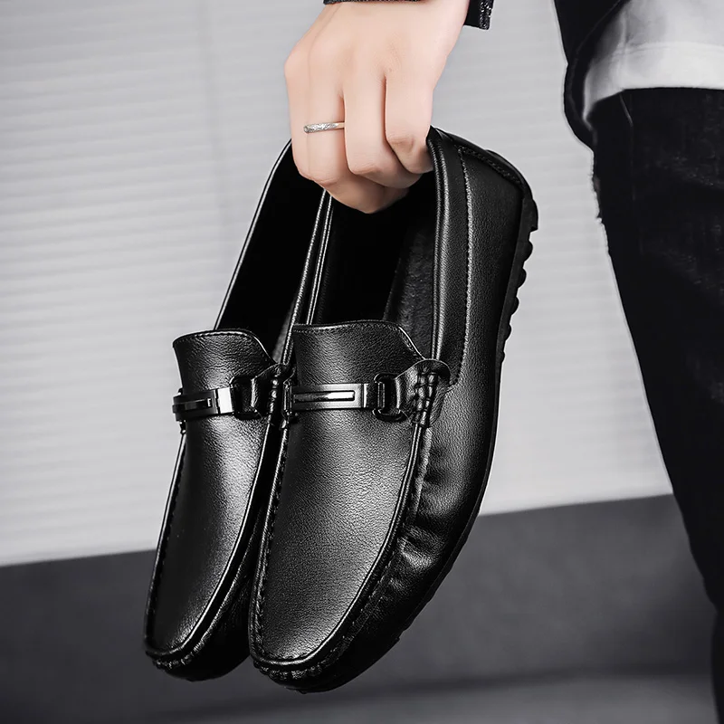 

High Quality Men Casual Shoes Non-slip Mens Driving Shoes Slip on Flats Loafers PU Leather Shoes for Men