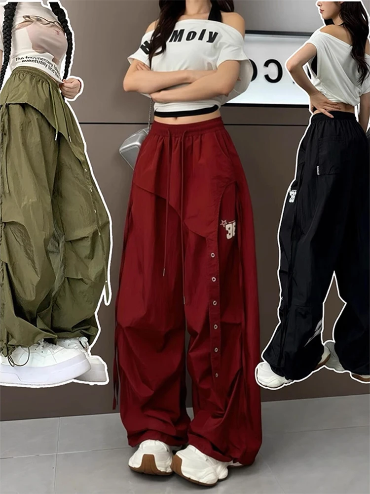 الأمريكية الرجعية الأحمر العمل السراويل الرجال الشارع الرقص الجاز الهيب هوب تصميم كوي الجافة مطوي عادية مستقيم الساق السراويل العصرية #1