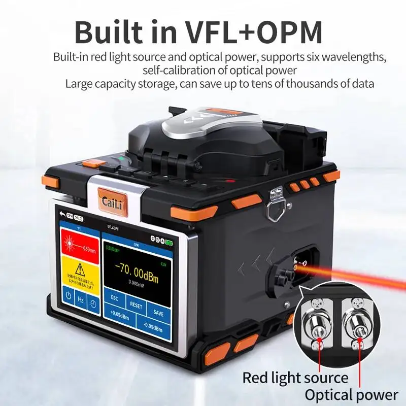 S5 6 Motors Fiber Fusion Splicer High Precision Optical Welding Machine Touch Screen Built-in OPM VFL with Fiber Cleaver