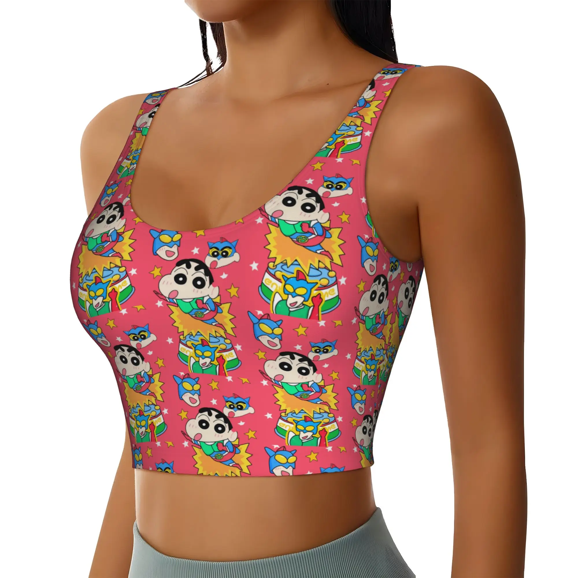 Custom High Impact Shinnosukes Himawaris Anime Sports Bra for Women Kazamas Sakuradas Game Gym Workout Yoga Crop Top