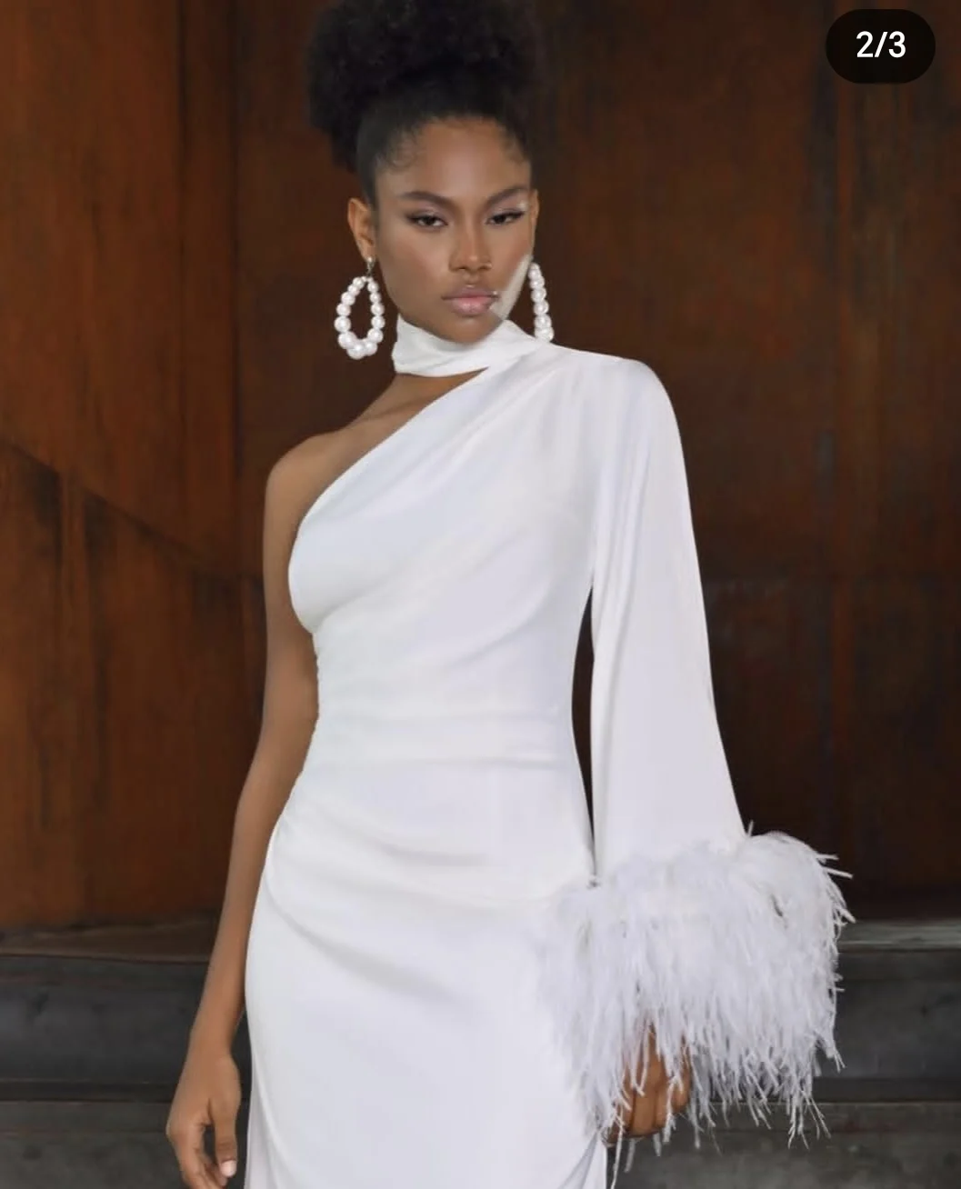 Vestido de novia de manga corta personalizado para medidas 2025, con abertura lateral de plumas, impresionantes vestidos de novia