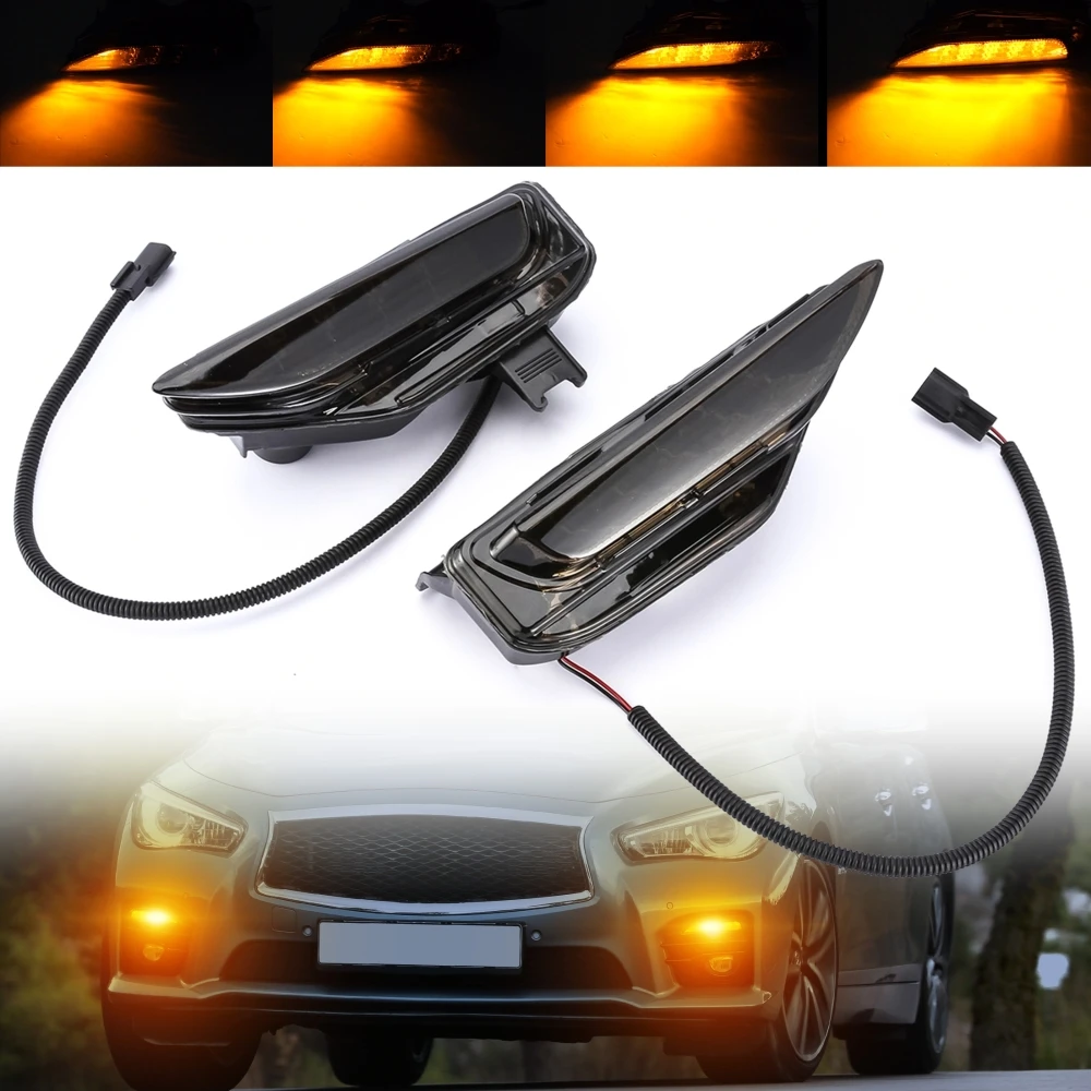 

261304GA0A 261354GA1A LED Front Bumper Fog Fog Light Assembly Flowing Flashing Turn Signal for Infiniti Q50 Sport 2014-2019
