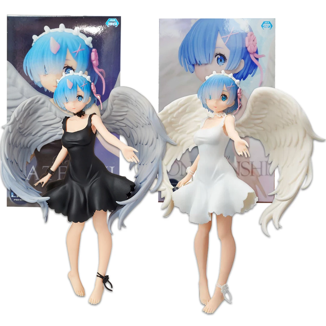 21CM Ghost Angel Rem Anime Figure Re:Life In A Different World From Zero Dress Wings Standing Model Toy PVC Collection Ornaments