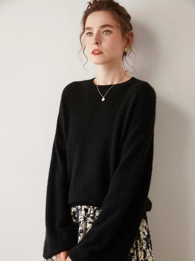 Women High End Cashmere Sweaters Batwing Sleeve O-Neck Pullover Autumn Winter Female Quality Knitwear Clothing Tops