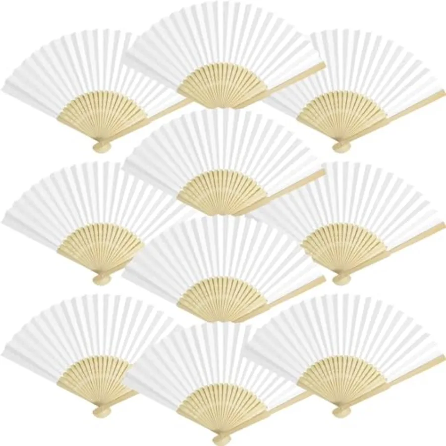 

Paper Fans Paper Hand Fan Bamboo Folding Fan Handheld Fan Paper Folded Fan Paper Fan for Wedding Party and Home Decoration 100,
