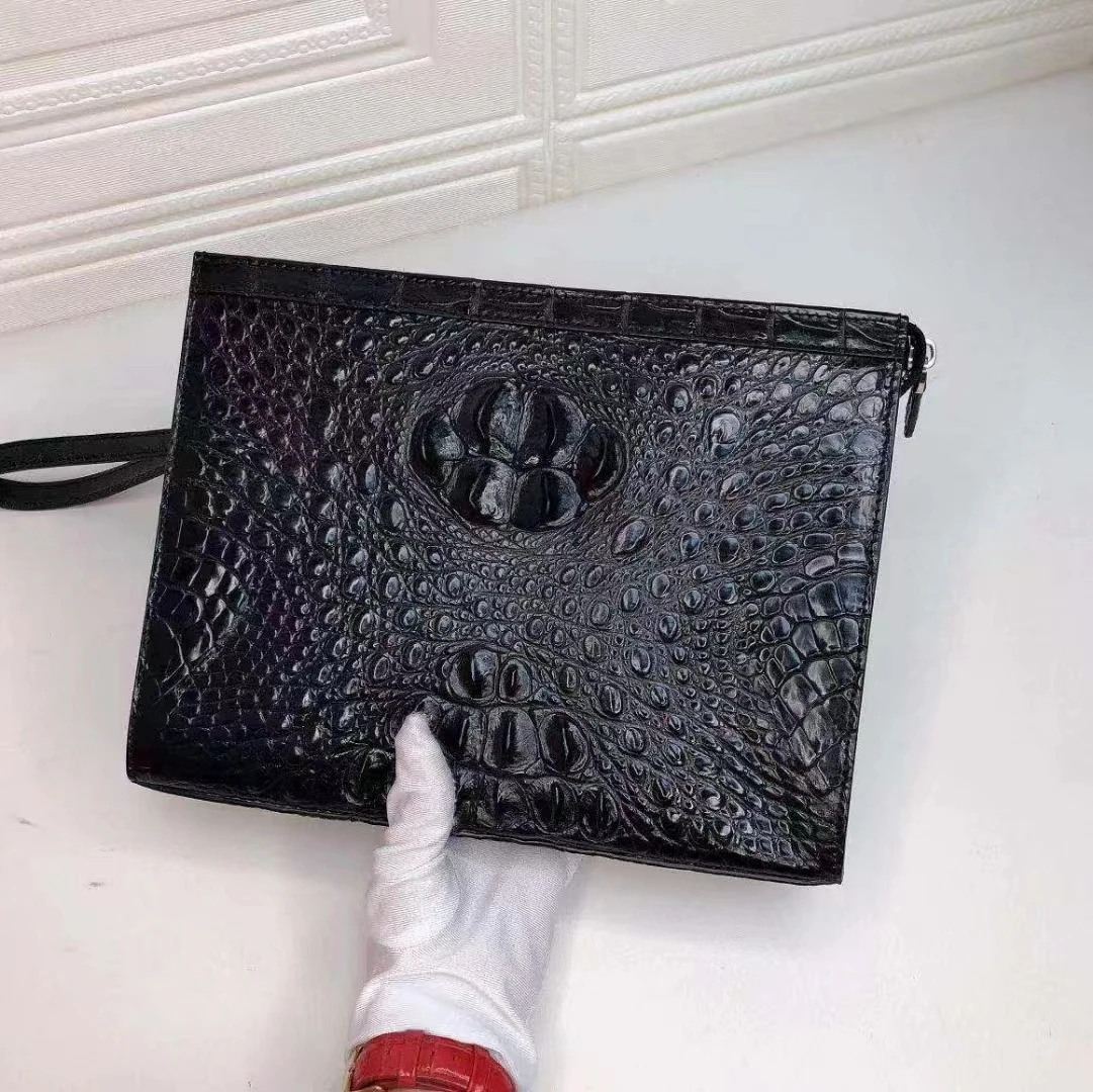 2023 New Luxury Crocodile Leather Men's Clutch Bag Business Leisure Genuine leather Envelope Large Capacity Clutch For Man 50