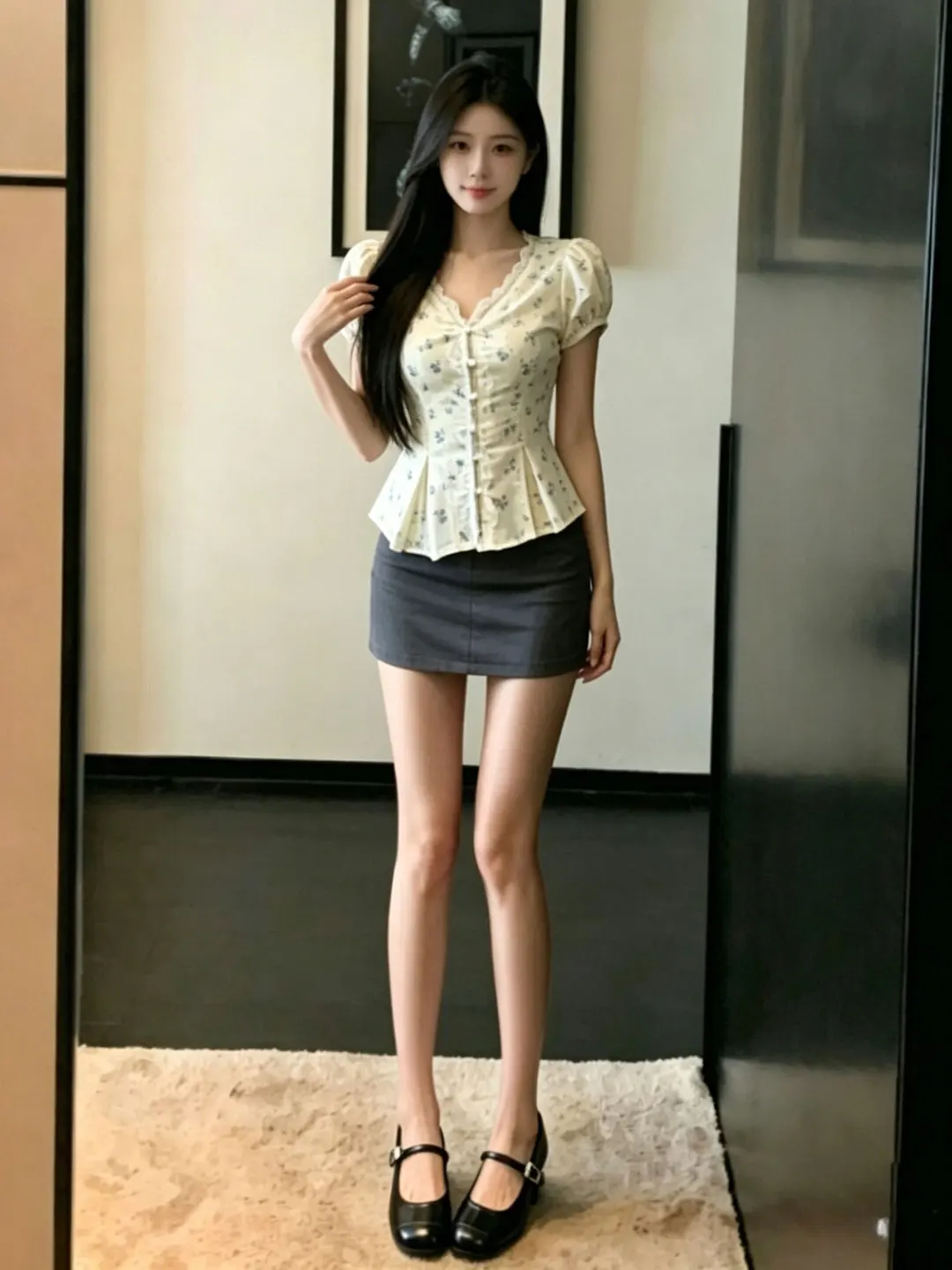

Floral Print Slim Fit Short Sleeve Shirt Unique Waist-Cinching Design Beautiful Top for Petite Women Summer Fashion Ladies' S...