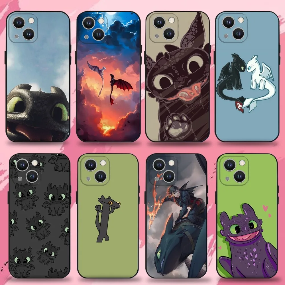 

C-Cartoon T-Toothless Phone Case For iPhone 16,15,14,13,12,11 Plus,Pro Max,XS,X,XR,SE,Mini,8,7,Soft Silicone Black Cover