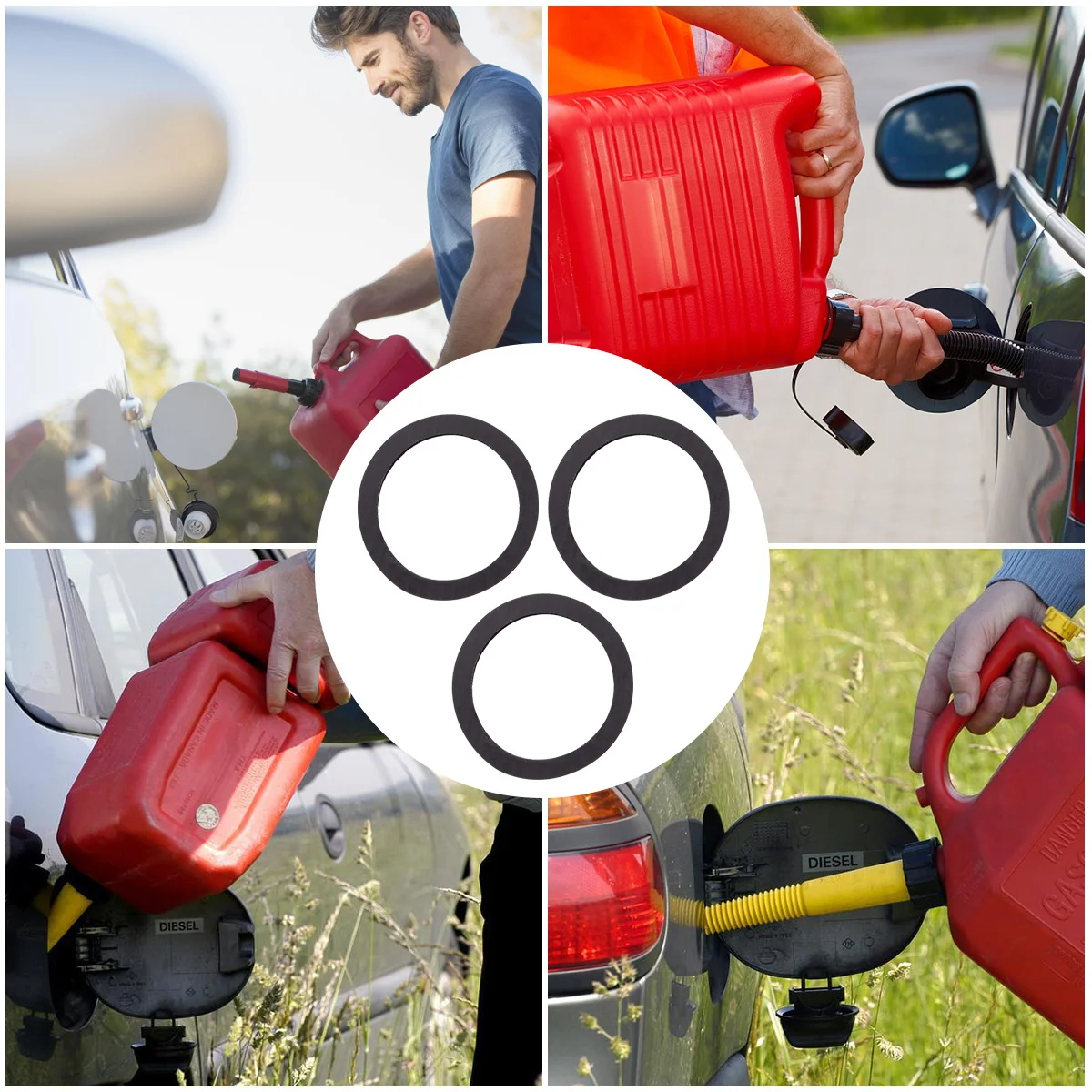 

3Pcs Rubber Gas Tank Nozzle Gaskets Durable Seals Easy Install Gas Tank Parts Rubber Nozzle Gaskets