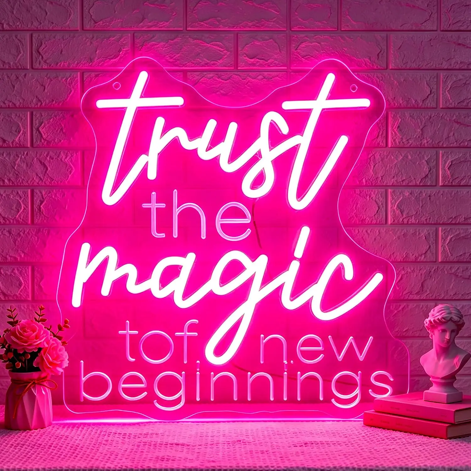 Trust The Magic Of New Beginnings Neon Sign USB LED Neon Light for Bedroom Salon Office Wall Art Decoration Gift Night Light