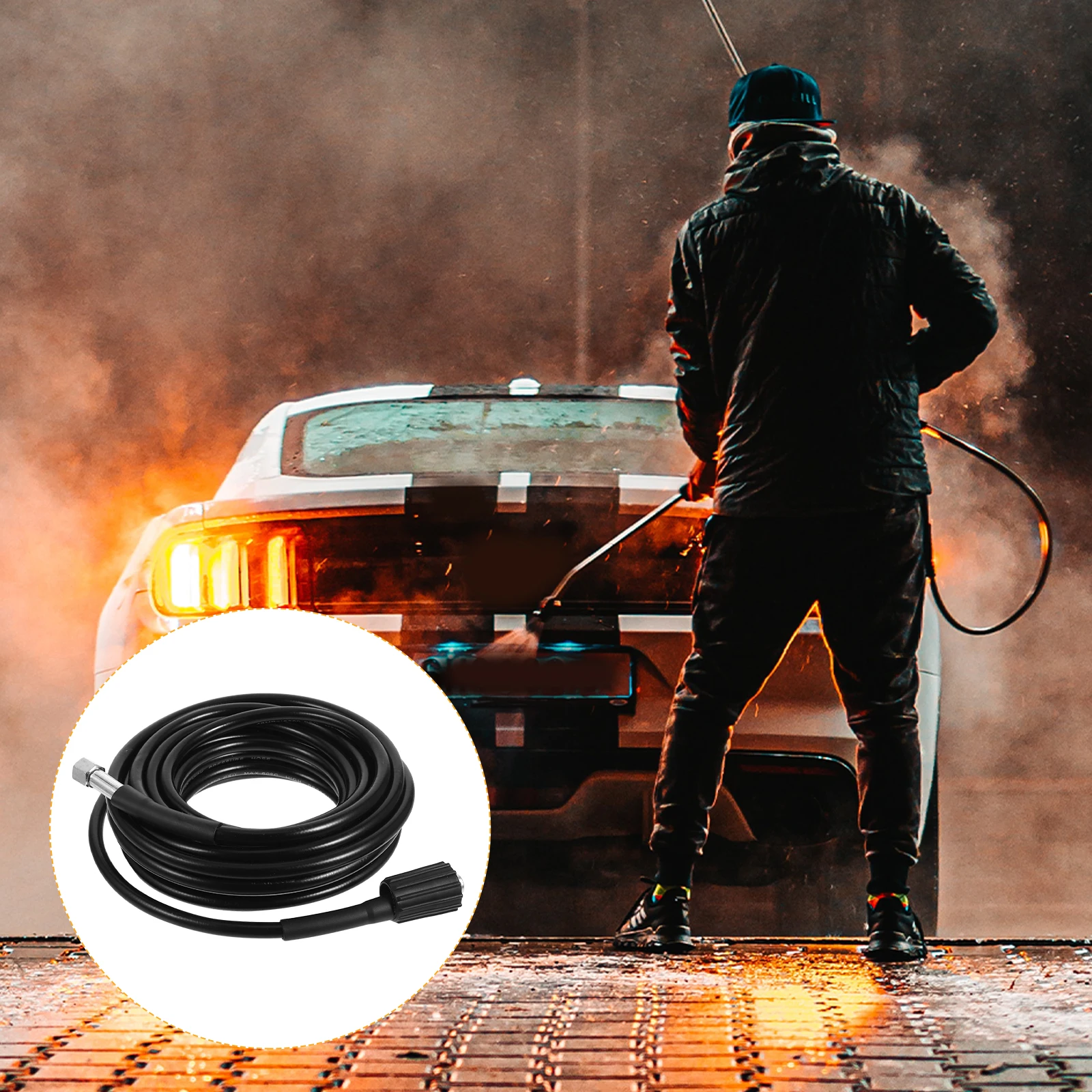 

8M 160 Bar High Pressure Washer Hose M22 X Cold Water Resistant Durable Extension Hose For Power Washer (Black)