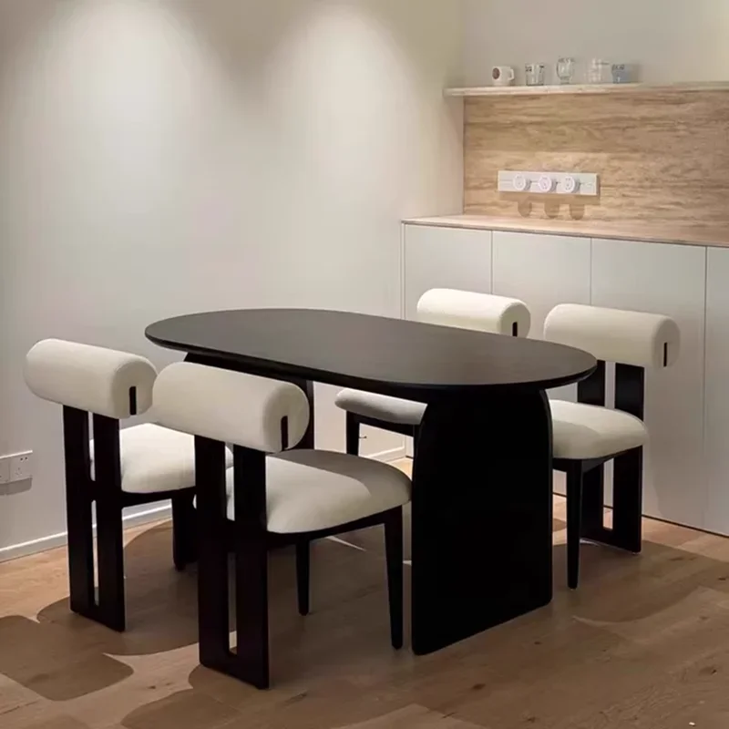 

Nordic Wabi-sabi Dining Table Italian Black Ellipsoid Restaurant Center Dining Table Comfort Home Furniture Mesa De Comedor FYDC