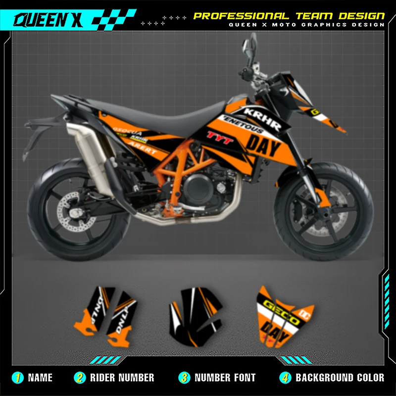 

Queen X MOTOR Motorcycle Graphics Background Decals Stickers Kits For KTM SMR690 R 2007 2008 2009 2010 2011 005