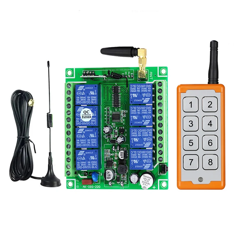 

DC 12V 24V 36V 8CH RF Wireless Remote Control Switch Radio Receiver With 2000M Long Distance Remote controller Suckers antenna