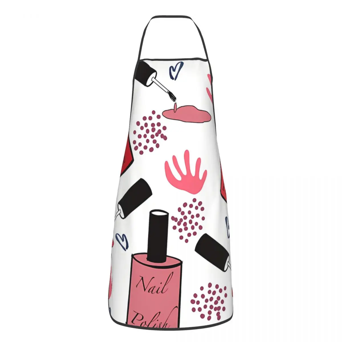 Unisex Fashion Red Bib Apron Women Men Chef Tablier Cuisine for Cooking Kitchen Baking Nail Polish Painting