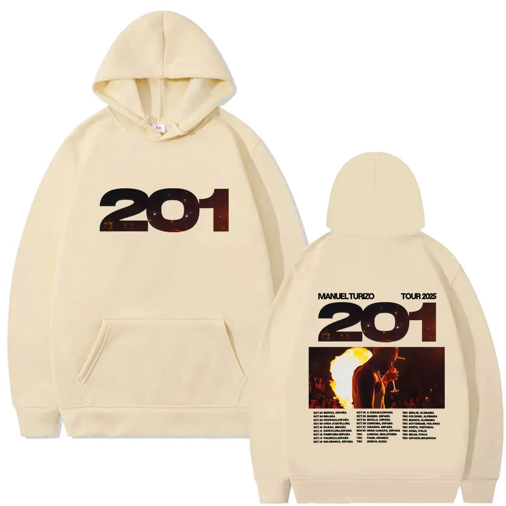 Manuel Turizo 201 Tour 2025 Hoodie Men's Hip Hop Fashion Oversized Pullover Hoodies Male Casual Fleece Cotton Hooded Tracksuit