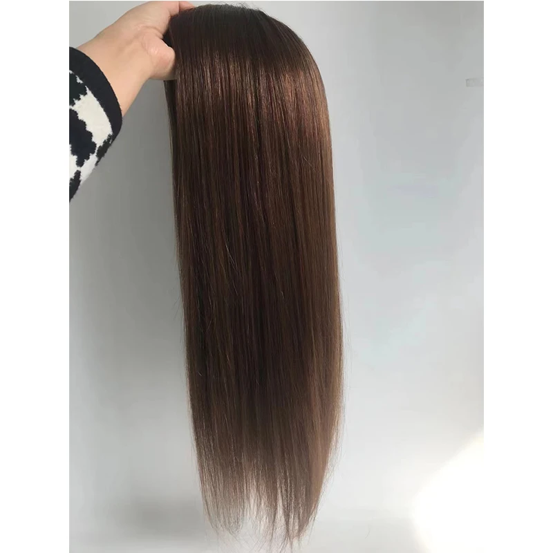 Topper do cabelo humano com grampo para mulheres, extensões do cabelo, base de seda, perucas do cabelo do russo, reto natural, estilo popular, 12