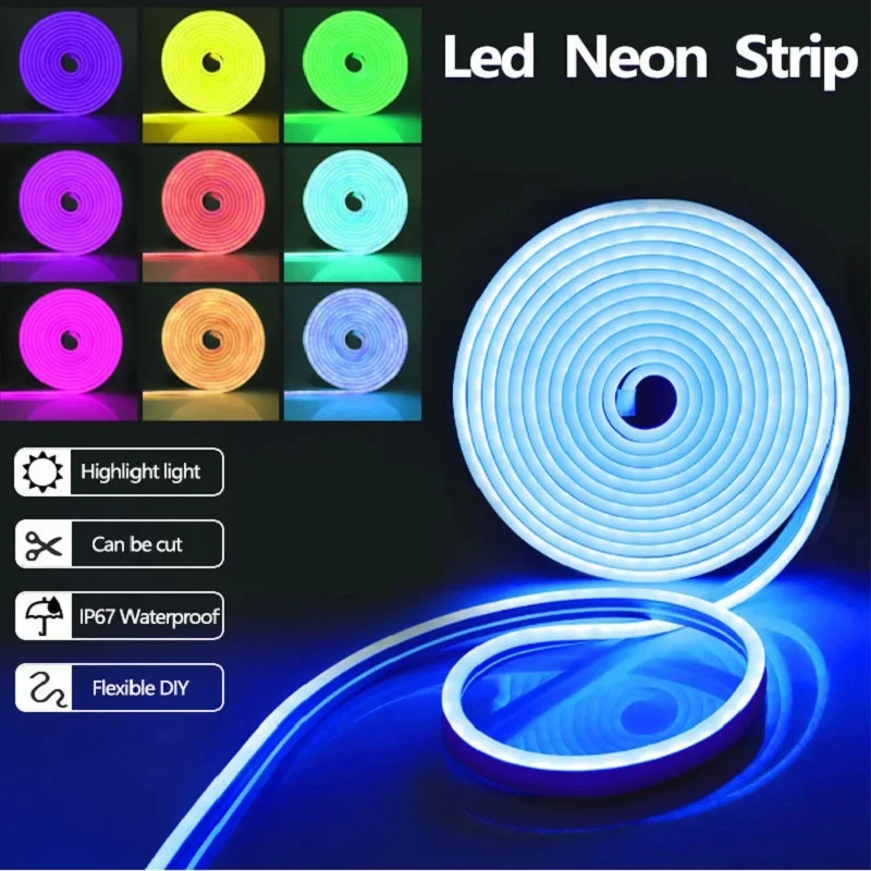 USB Neon RGB Strip LED Light DC5V Tuya WiFi Smart Strip Light IP67 Waterproof RGB Multi-ColorFlexible Tape Dream Color For Alexa