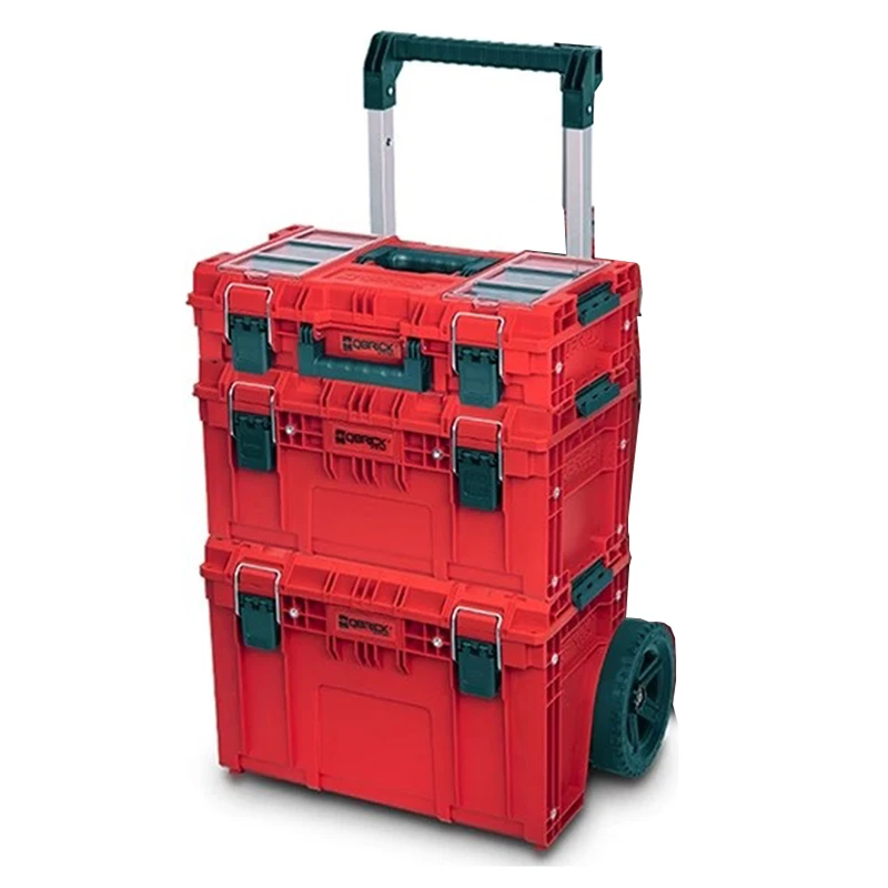 Cassetta degli attrezzi combinata Qbrick Cassetta degli attrezzi impilata durevole Kit di attrezzi multifunzione per attrezzi da esterno di grande capacità con ruote