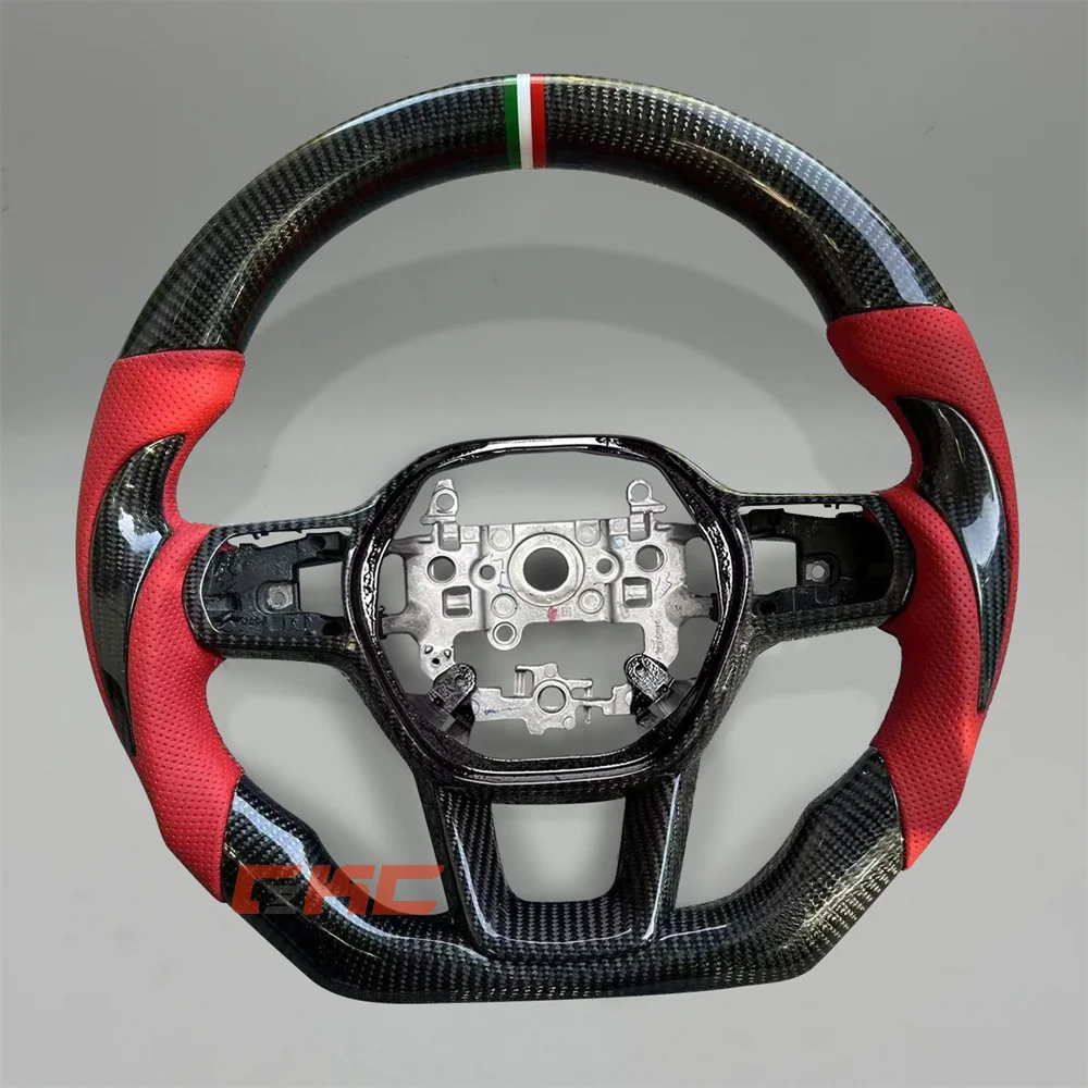 

Customized black Carbon Fiber Perforated Leather red strip Steering Wheel for 2022 2023 2024 2025 Honda Civic