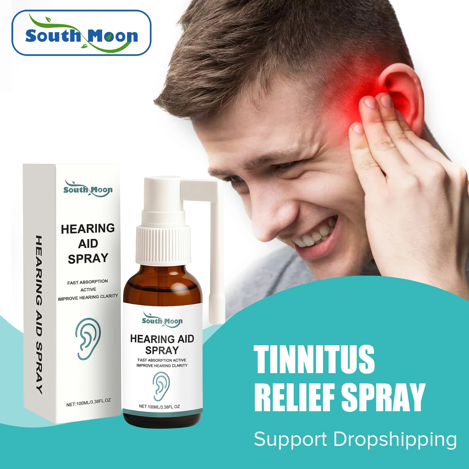 

Спрей для облегчения шума в ушах, улучшающий звон ушей, защита прослушивания, облегчение боли в ушах, дискомфорт, отеки, чистая ушная воска, уход против Otitis