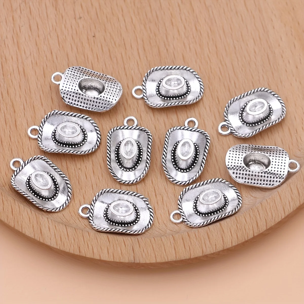 10Pcs Antique Silver Plated Cowboy Hat Charm Pendant for Jewelry Making Bracelet Necklace Accessories DIY Craft