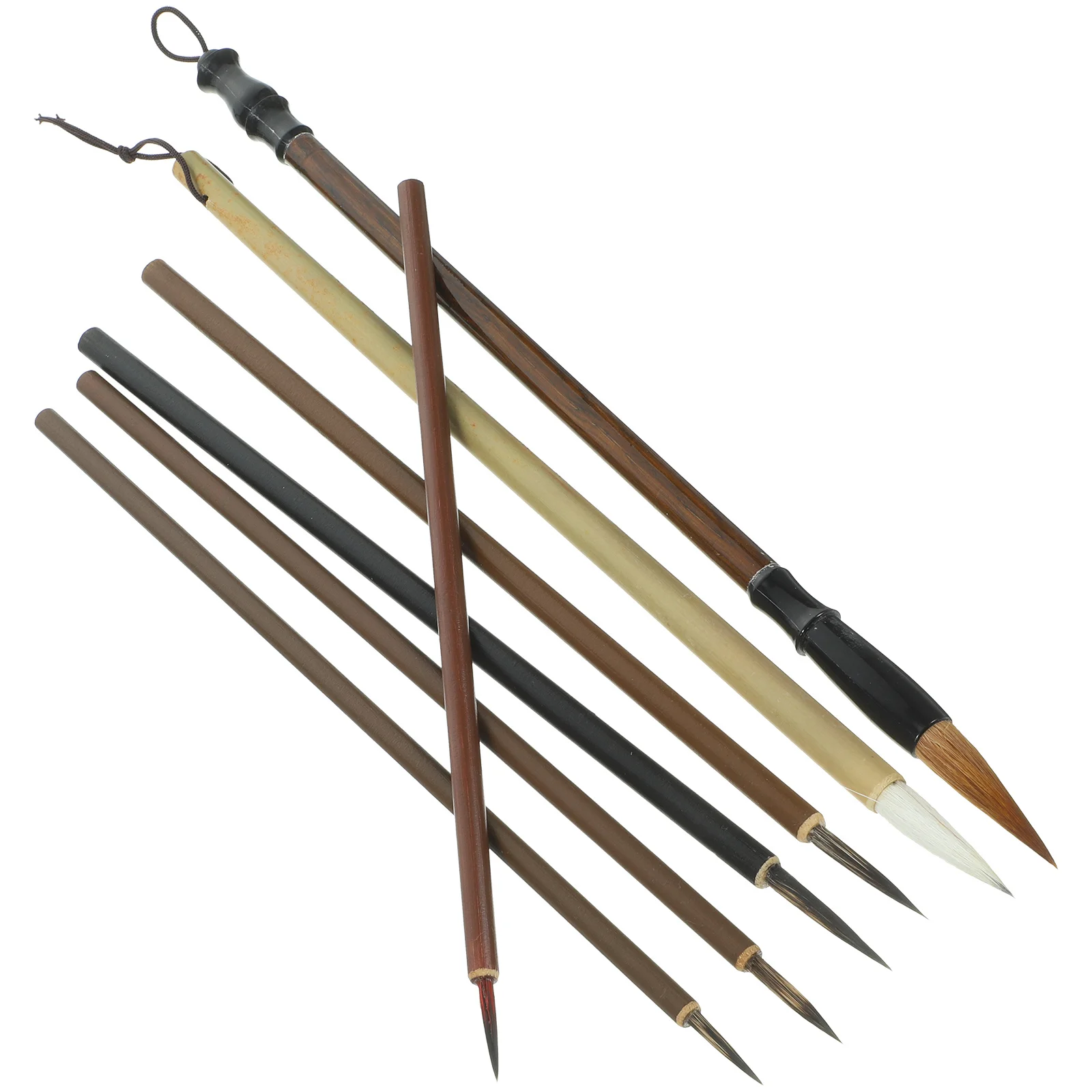 7Pcs Chinese Ink Brush Set Traditional Calligraphy Fine Tip Brushes Smooth Writing Ink Absorption Painting Tools