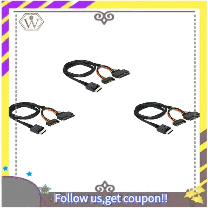 

AU33-3X Gen 4 Oculink SFF-8611 4I To Pcie SFF-8639 U.2 Nvme With SATA 15P Male Power Server Cable